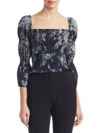 CINQ a SEPT - ADELAIDE SILK SMOCKED TOP at Saks Fifth Avenue